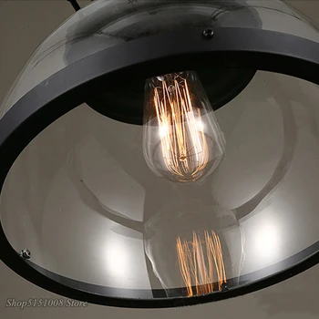 Senovinių Geležies LED Sieniniai šviestuvai Loft Pramoniniai Virtuvės Kabo Lempa Valgomojo Kambario Dekoro Namų Šviesos Armatūra Stiklo Umbra