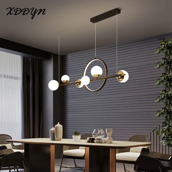 Paprastas ir modernus pritemdomi pakabukas šviesos diodų (LED juodos ir aukso pakabukas lempa, valgomasis, gyvenamasis kambarys su virtuvės studijų advokatų biuras