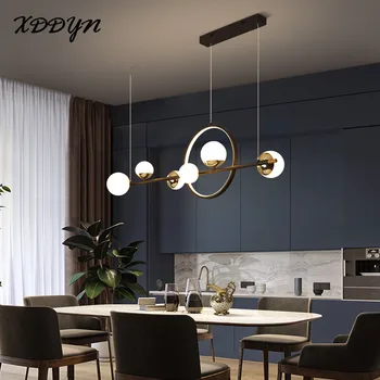 Paprastas ir modernus pritemdomi pakabukas šviesos diodų (LED juodos ir aukso pakabukas lempa, valgomasis, gyvenamasis kambarys su virtuvės studijų advokatų biuras