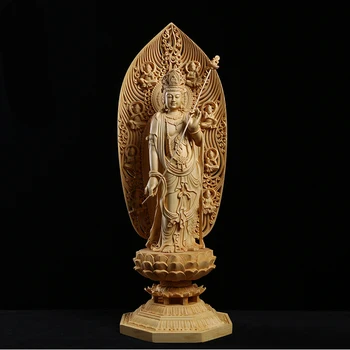 Medžio masyvo Bodhisatvos Budos statula medžio drožyba Buda Rytų Trys Dievai buda estatua namai budistų šviesos Liaudies Amatų muziejus
