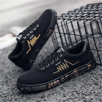 2018 Naujas mados Visas Juodas prekės ženklo Vyrai nėriniai vaikščiojimo batai drobė batai mažai viršuje Vyrų Berniukai atsitiktinis butai sportbačiai, Suelas batai