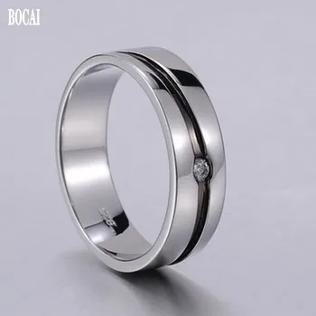 BOCAI Naujas nekilnojamojo s925 gryno sidabro vyras žiedas Europos ir Amerikos mados madinga vyriški žiedas su cirkono