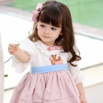 Baby Girl Turkijos, ispanijos Suknelė Kūdikių Lolita Princess Kamuolys Suknelė Mergaitėms Gimtadienį Krikšto Drabužius Bamblys Siuvinėjimų Suknelės