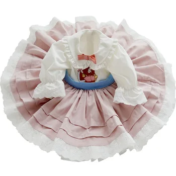 Baby Girl Turkijos, ispanijos Suknelė Kūdikių Lolita Princess Kamuolys Suknelė Mergaitėms Gimtadienį Krikšto Drabužius Bamblys Siuvinėjimų Suknelės