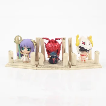7pcs/daug 5cm 3styles Anime Seiya Kiaušinių Dėžutės Q Versija Aukso Zodiako PVC Veiksmų Skaičius, Surinkimo Modelį, Žaislai, dovanos vaikams
