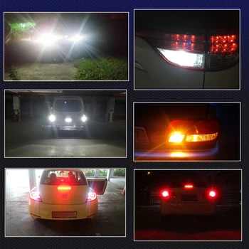WLJH 2x Didelės Galios Balti Gintaro Raudona 1156 BA15S 7506 P21W LED 4014 3030 Chip Automobilį Atbuline Atsarginė Lemputė, Stovėjimo Žibintas DRL Lemputės Objektyvas