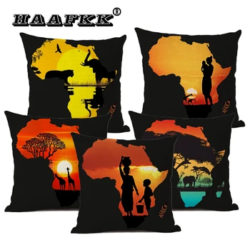 Afrikos meno pagalvėlė padengti, 45x45cm pagalvės, modelius, kurį sudaro puikūs peizažai ir žemėlapiai, apdaila, namų sofos, lovos