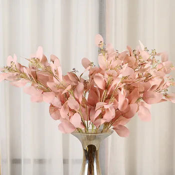 Dirbtiniai augalai Paryžiaus Eukalipto Filialas, vestuvių dekoravimas netikrą lapai namų dekoro plantas artificiales vazos, dekoracijos šilko