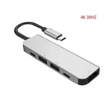 6 in 1 USB 3.0 Didelio Greičio Prievadų Tipas-C Hub Usb-C 4K 30HZ HD Nešiojamas Rj45 Gigabit Ethernet Tinklo PD Hub Sandėlyje