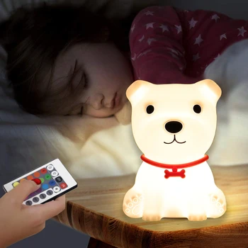 LED Nakties Šviesos Mielas Šuo Lempos Palieskite Jutiklį Nuotolinio Valdymo Vaikams, Vaikams, Kūdikių Lempos, Miegamojo, Stalo, Kambario Veilleuse Lovos Dekoras