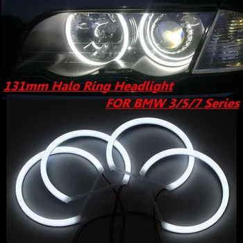 4x131mm Medvilnės Lengvųjų Automobilių Angel Eyes Baltos Šviesos LED Angel Eye Halo Žiedą Posūkio Signalus BMW E36 E38 E39 E46