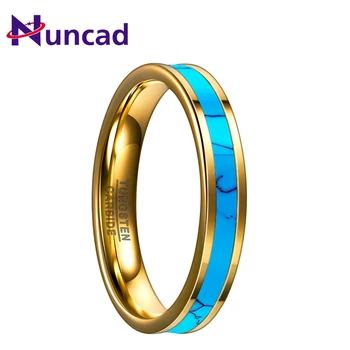NUNACD 4MM Volframo Karbido Žiedas Aukso Inkrustacijos Žalia Akmuo Šalies Žiedai Vestuvių Juostoje Dalyvavimas Vyro Papuošalai Žiedas Comfort Fit