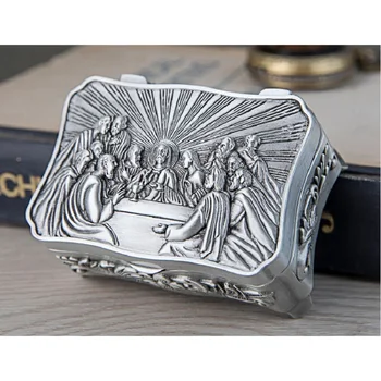 Šventosios Vakarienės Mini Katalikų Šventosios Prekių Saugojimo Dėžutė Cinkas Padengtas Katalikybė Saugojimo Dėžutė
