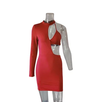 ANJAMANOR Seksualus Suknelės Moteris Šalis Naktinis Klubas Dėvėti Tuščiaviduriai Iš Vienos Pečių ilgomis Rankovėmis Bodycon Tvarstis Mini Suknelė Skraiste D53-I32
