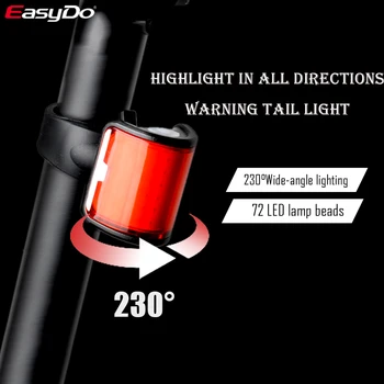ETOOK Galiniai Šviesos Dviračių IPX-4 Vandeniui Dviračio Šviesos Super Šviesus Chargable 72 LED Lempas, 6 Režimai Dviračių Priedų
