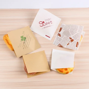 20 Vnt 15x15cm Trigonometrinė Kraft Paper Bag Spurgos Sumuštinių Maišeliai Konditerijos, Duonos, Maisto Pakavimo Maišeliai Balta Ruda Individualų