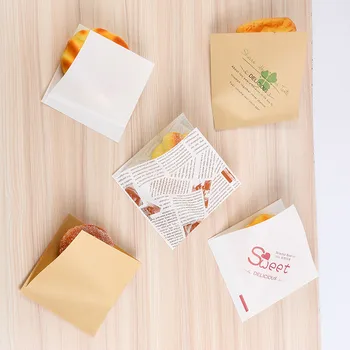 20 Vnt 15x15cm Trigonometrinė Kraft Paper Bag Spurgos Sumuštinių Maišeliai Konditerijos, Duonos, Maisto Pakavimo Maišeliai Balta Ruda Individualų