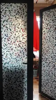 2020 Stiklo langų plėvelė, lapų, gėlių Statinis Kabintis Vitražo Langų Plėvelė bambuko Vynuogių Magnolija Orchidėja Akmenimis kino 45x100cm