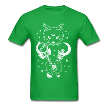 Anime T-shirt Vyrams Pavadinimas Mėnulį Viršūnės Tees Mens Medvilnės Marškinėliai Sailor Moon Katė Spausdinti Marškinėlius Negabaritinių Juoda Drabužių