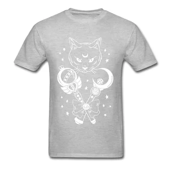 Anime T-shirt Vyrams Pavadinimas Mėnulį Viršūnės Tees Mens Medvilnės Marškinėliai Sailor Moon Katė Spausdinti Marškinėlius Negabaritinių Juoda Drabužių