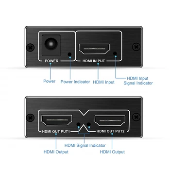 4K UHD HDMI Splitter 2.0 HDR 1x2 2.0 HDMI Splitter 4K 60Hz (YUV4:2:0) HDCP 1.4 Splitter HDMI 2.0 1 2 Iš Blu-ray DVD PS4