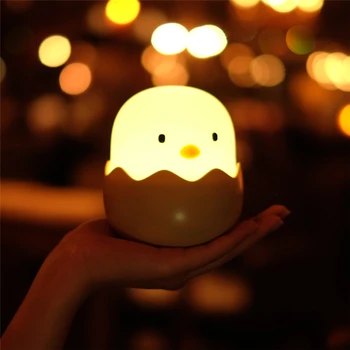LED Nakties Šviesos Kiaušinių Jauniklį Formos Naktį lempa, Minkštas Animacinių filmų Kūdikio Lopšelį Miegamasis Įkrovimo Lemputė Vaikams Gimtadienio Dovana