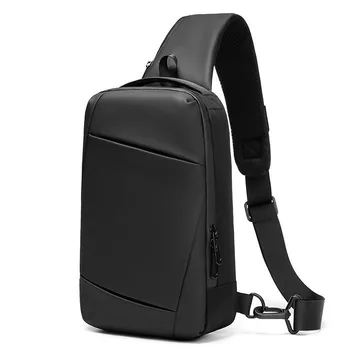 OZUKO Crossbody Krepšiai Vyrų USB Įkrovimo Vandeniui Messenger Krūtinės Maišelį Vyrų Trumpą Kelionę Sling Bag Didelės Talpos Pečių Maišą Juoda