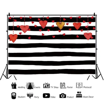 Laeaco Black White Stripes Meilės Širdis Kūdikio Gimtadienio Individualų Reklama Nuotrauka Fone Fotografijos Fonas Foto Studija
