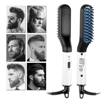 Vyrai Greitai Barzda tiesinimo priemonė Žmogaus Plaukų Butas Geležies Greitai Šildomos Tiesinimo Šukos Barzda Ir Plaukai Rodo, Cap Plaukų Styler Vyrų