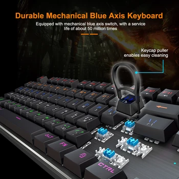 Žaidimų Klaviatūra, Mechaninė klaviatūra Žaidėjus su apšvietimu USB RGB 87/104 keycaps Laidinio Ergonomiškas rusų klaviatūra PC Kompiuteris