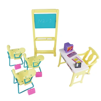 Barbė Mokyklos Miniatiūriniai Klasėje Žaisti su Studentų Kėdė Lentos Mokytojų stalai Reikmenys Monstras Lėlės