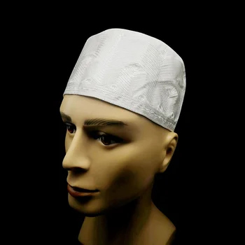 Balta Musulmonų Skrybėlės Vyrų Mados Top hat Kippah Afrikos Galvos Top hat Arabų, Afrikos Kufi Skrybėlės Nigerijos Tradicinių Bžūp Minkštas