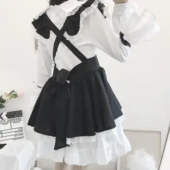 Japonijos Lolita Stiliaus Tarnaitė Saldus Apranga Vestidos Femininos Cosplay Retro Lady Lėlės Suknelė Kawaii Raukiniai Moterys Šalis Suknelė