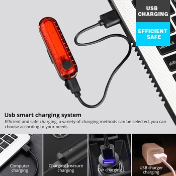 Naujas LED Dviračio Žibintai Lauko Jojimo 4 Apšvietimo Režimas USB Įkrovimo Pabrėžti Saugos Įspėjamieji Žibintai 