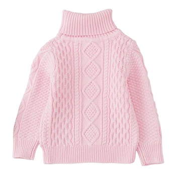Pliušinis viduje gryna spalva žiemos berniukas, mergaitė, vaikas, storas Megztas golfo marškinėliai kieto aukštos apykaklės megztinis pūkas Megzti Megztiniai