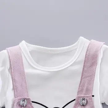 Naujas merginų apranga vasarą 1 set Bamblys Kūdikiams, Vaikams, Kūdikių, Mergaičių Drabužiai, marškinėliai Topai+rompers trumpas Kelnes Komplektus, bendras rinkinys