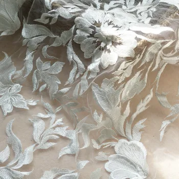 Tiulio Siuvinėjimo Didelio Dramblio kaulo Gėlių Nėrinių Audinys Išskirtinį Poliesterio audinio Prabangių Vestuvių Suknelė Suknelė Šokis Vestuvių prom