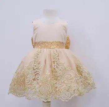 China Tiulio Baby Girl Dress Aukso Nėrinių Lankas Inscenizacija Krikštynų Suknelė Naujagimiams, Krikšto Drabužiai Kūdikiams 1 Metų Gimtadienio Komplektai
