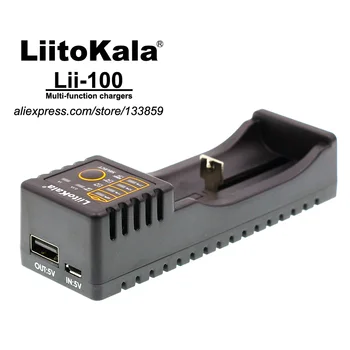 Liitokala Lii-100 1.2 V, 3,7 V 3.2 V 3.85 V AA / AAA 18650 18350 26650 10440 14500 16340 NiMH ar ličio baterija, 