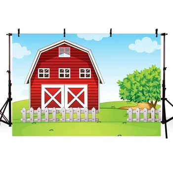 Ūkio temą fotografijos fonas red barn gyvūnų Barnyard namo vaikų gimtadienio Individualų Reklama fono foto studija photocall