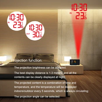 Skaitmeninis Laikrodis-Žadintuvas Oras Stotis LED Temperatūros, Drėgmės Orų Prognozė Atidėti Stalo Laikrodis Su Laiko Projekcija
