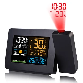 Skaitmeninis Laikrodis-Žadintuvas Oras Stotis LED Temperatūros, Drėgmės Orų Prognozė Atidėti Stalo Laikrodis Su Laiko Projekcija