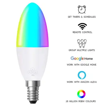 6W WiFi Smart Lemputės šviesos srautą galima reguliuoti E14 E26 E27, B22, LED RGB Lempos Dirbti Su Alexa/ 