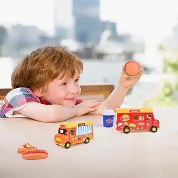 Traukti Atgal Automobiliai Vaikams, Greito Maisto, Žaislų, Sunkvežimiai, lieto Žaisliniai Automobiliai su Šviesos ir Garsai, Ledų Žaislas Sunkvežimių Dovana vaikui