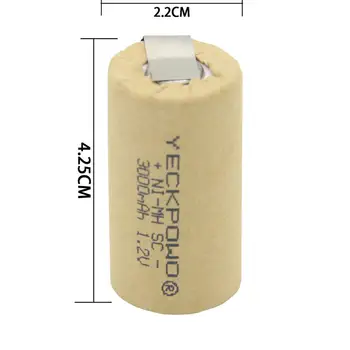 Akkus įkrovimo 3000mAh sub C baterija litavimo juostos SC baterijų 1.2 V suvirinimo skirtukai NIMH elektros mokymai, dewalt