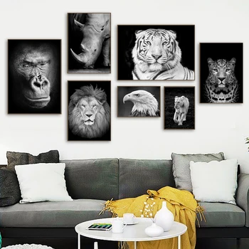 Liūtas, Tigras, Leopardas Gorila Erelis Sienos Meno Tapybos Drobės Šiaurės Plakatai Ir Spausdinimo Gyvūnų Sienos Nuotraukas Skandinavijos Namų Dekoro