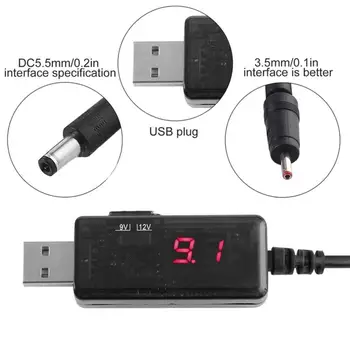 USB DC Padidinti Keitiklio Kabelį, 5V iki 9V 12V Reguliuojamas Volt 