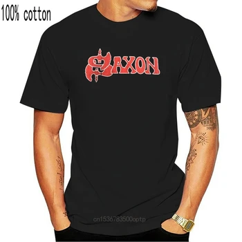 Saksonijos Oficialus T-Shirt Live Rock Classic Logotipas Backprint Britų Sunkiojo Metalo