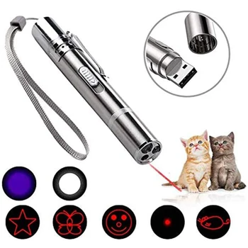 3 in 1 USB Įkrovimo Funny Cat Chaser Žaislai Mini Žibintuvėlis LED Lazeris Pen Šviesos Katė Šviesos Patarimų, Juokingi Pet Žaislai Dropshipping