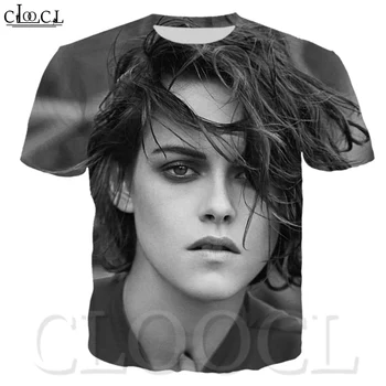 CLOOCL 3D Spausdinimo T-Marškinėliai, Unisex atlikėja Kristen Stewart Vyrų/Moterų trumpomis Rankovėmis O-Kaklo T-shirt Vasaros Atsitiktinis Viršūnės